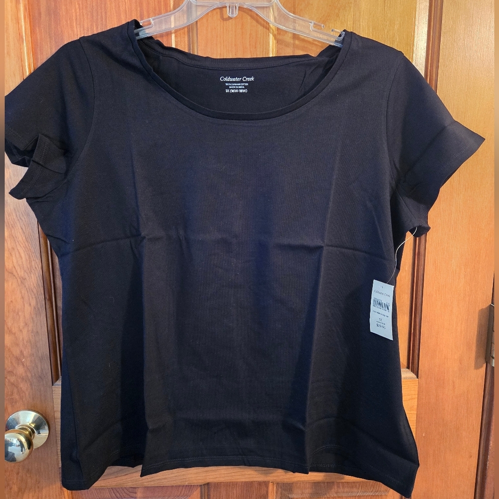 Coldwater Creek Black Short-Sleeve Scoop Neck Tee SZ 1X